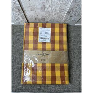Urban Villa Brick Red Gold Yellow Buffalo Check Tablecloth 100% Cotton 60x102"